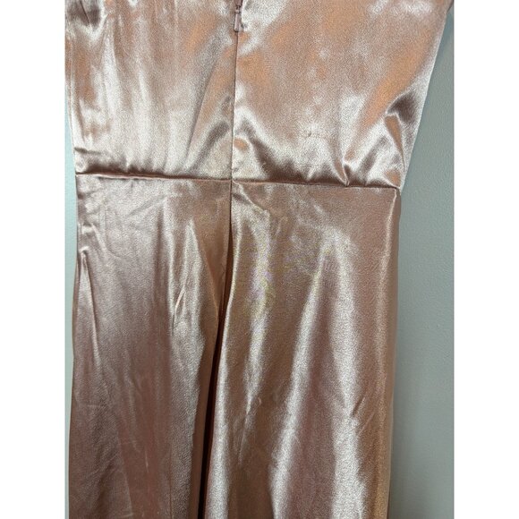 Birdy Grey Blush Pink Satin Evening Gown Size XS Elegant Formal Maxi Slit Dress - Picture 6 of 10